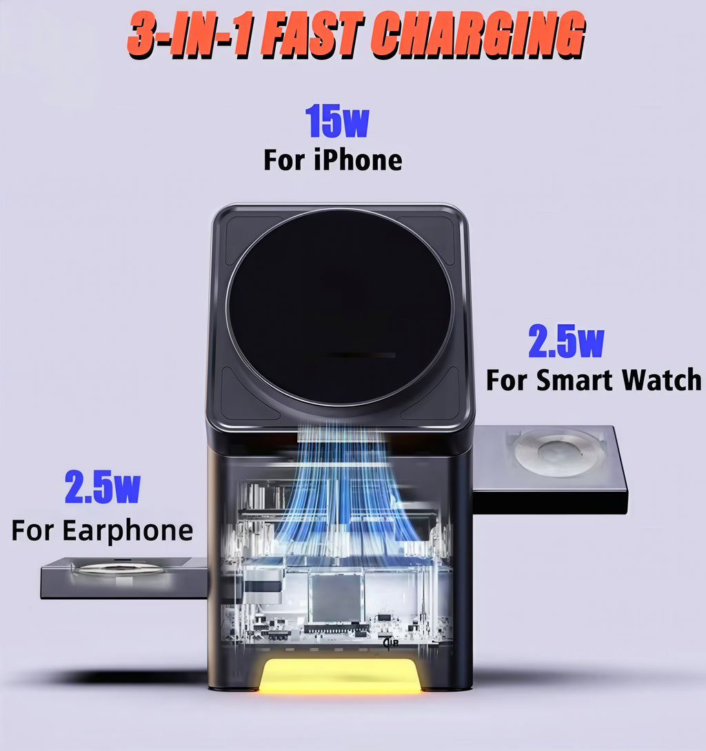3-in-1 magnetic wireless charging station